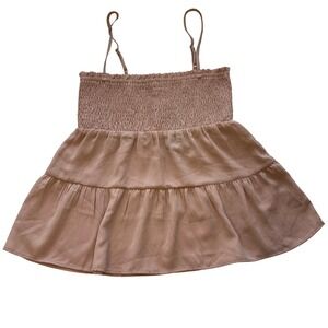 Paper Crane Women's Spaghetti Strap Ruched Tank Top Bohemian Sz S Pink NWT